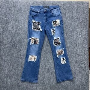 Rebel Vengeance jeans bootcut men's 30 30x30 distressed patches